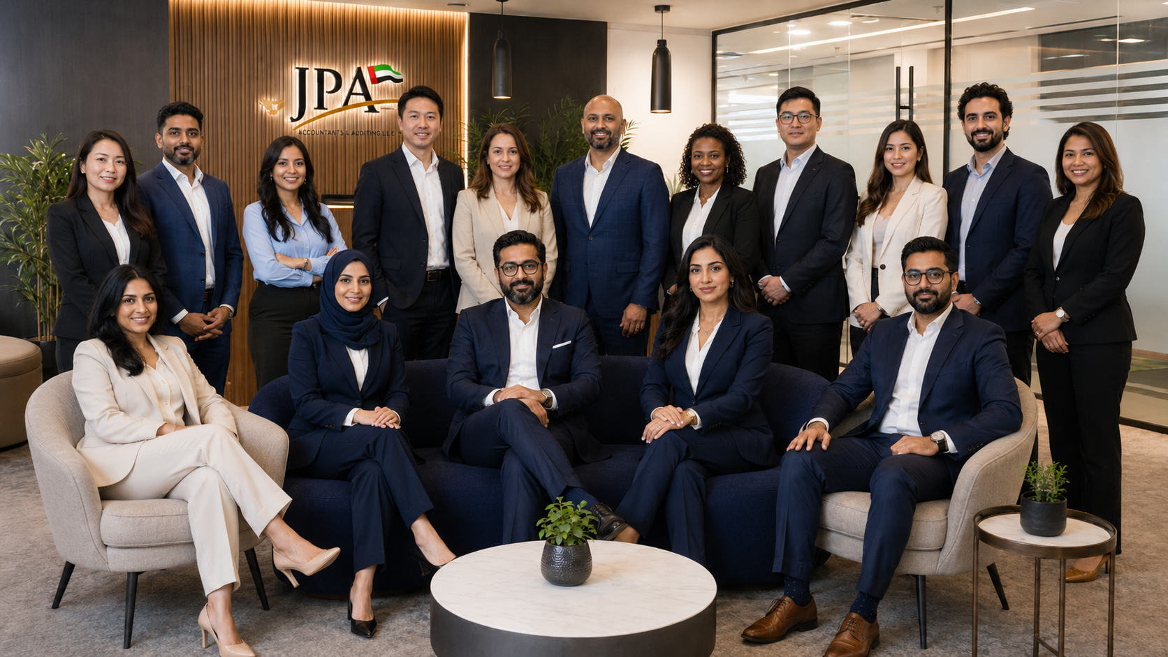 JPA office lounge team portrait